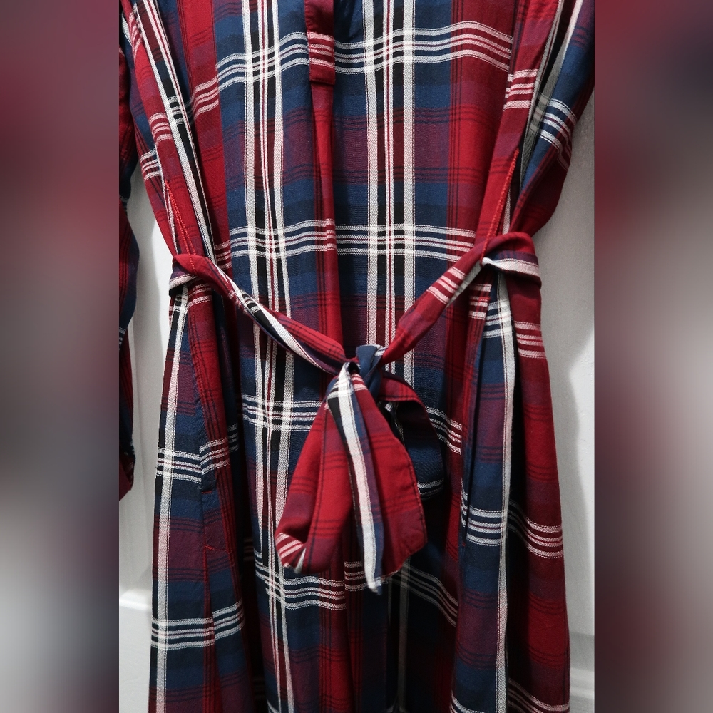 J. Jill Ruby Plaid Belted Button Down Shirt Dress Casual Preppy Fall Dress - Picture 2 of 6
